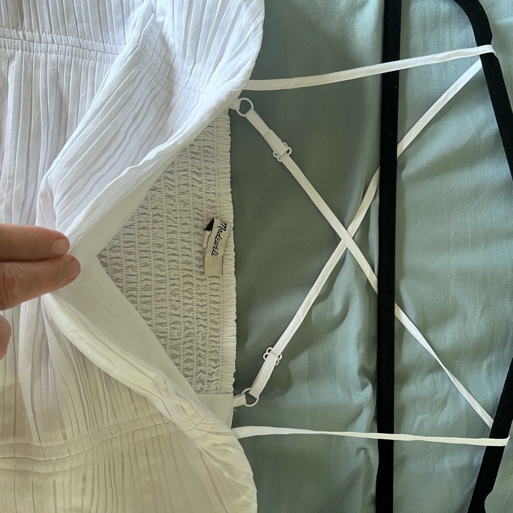 Madewell White Smocked Bodice fitted tube top with Thin Straps
